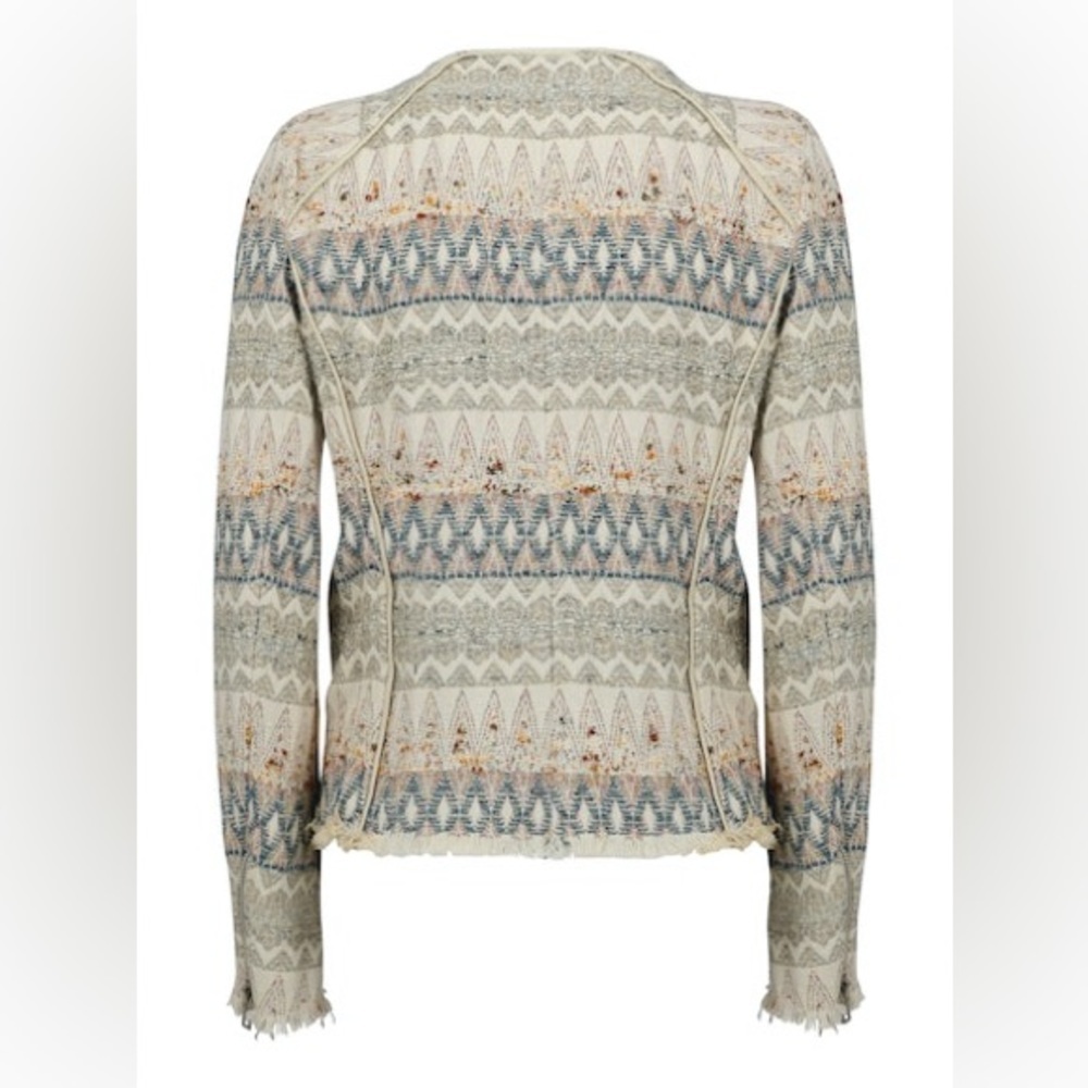 IRO 'Blaze' Tribal Tweed Fringe Diamond Zig Zag Jacket - Picture 11 of 11